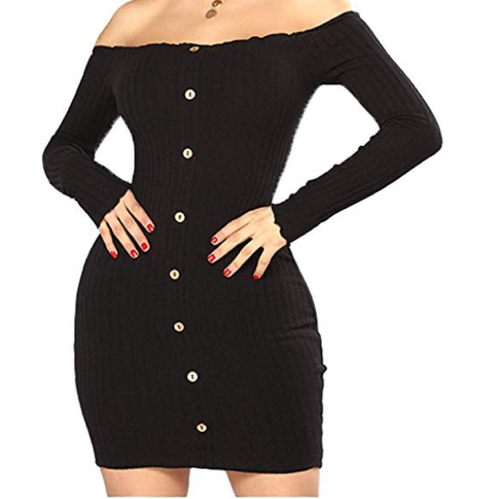 Black Off the Shoulder Mini Dress